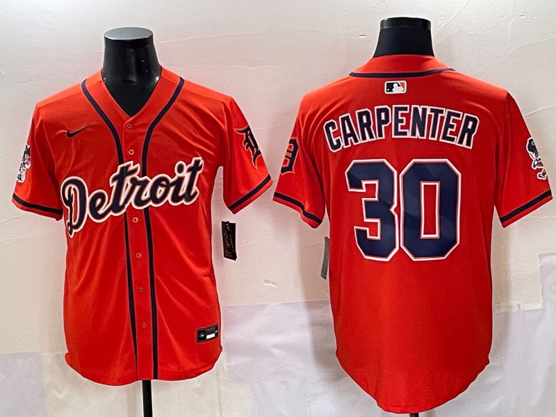 Men 2025 Detroit Tigers #30 Carpenter Orange Fashion Nike MLB Jersey style 7151